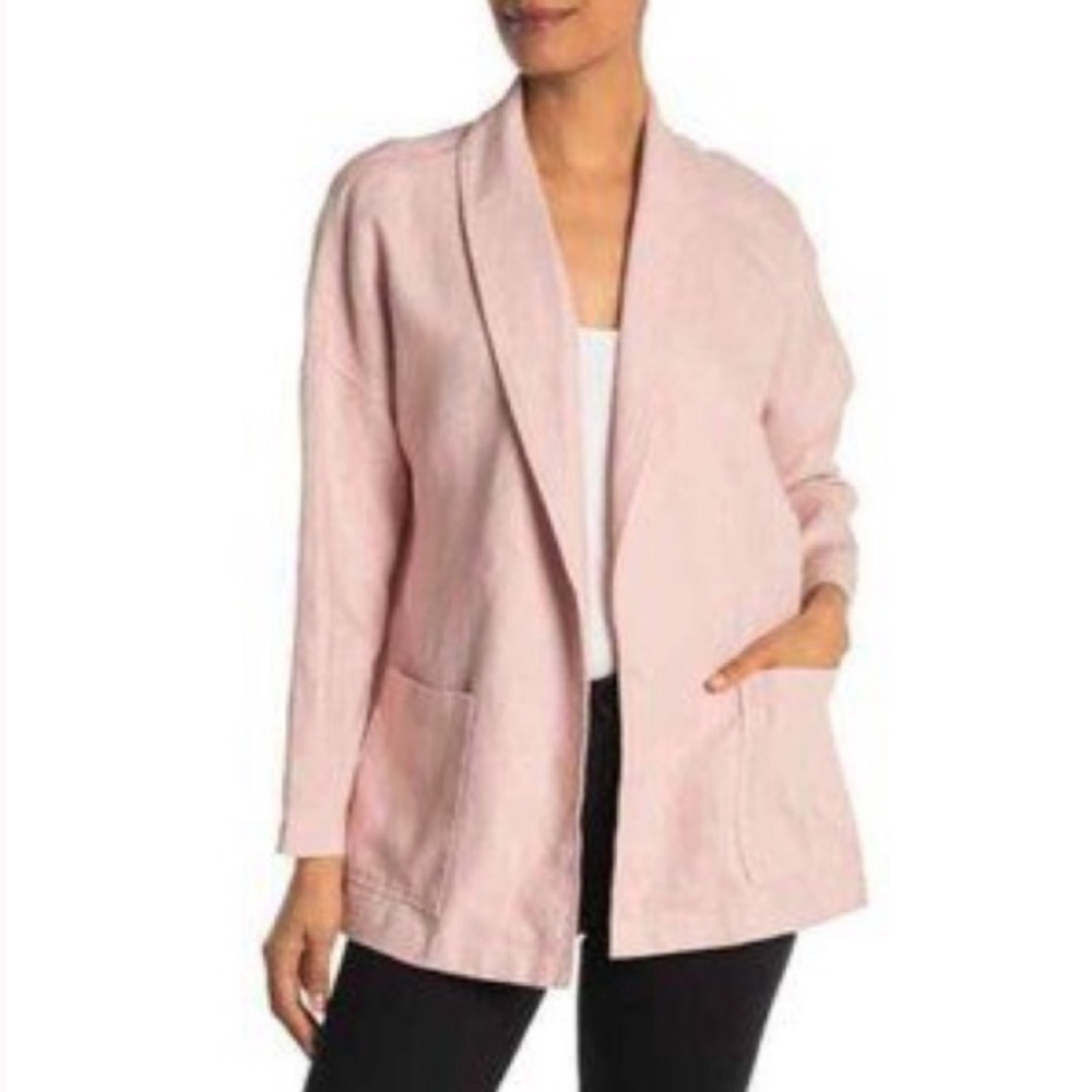Eileen Fisher | Light Pink Shawl Collar Organic Linen Blazer